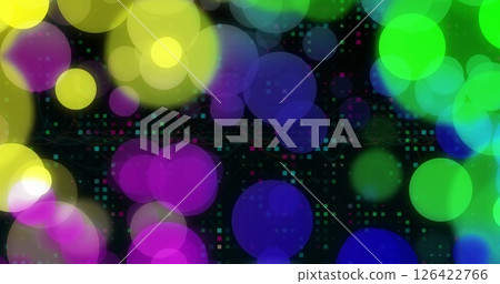 Colorful bokeh lights and digital dots, abstract image background 126422766