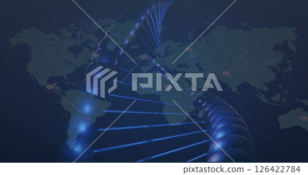 DNA strand image over world map background 126422784