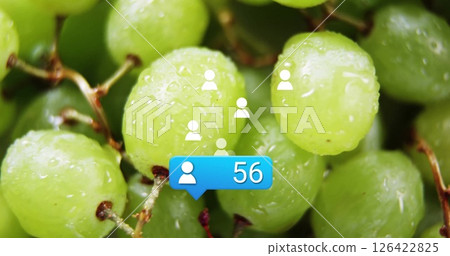 Social media notification image over close-up of green grapes Social media notification image over close-up of green grapes 126422825