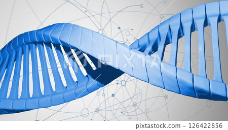 DNA strand image over abstract geometric shapes and lines 126422856