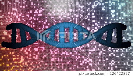 DNA strand and binary coding, scientific data processing image 126422857