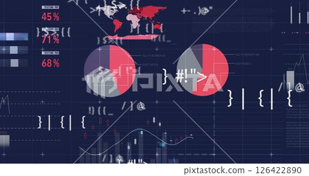 Financial data charts and graphs image over world map and statistics Financial data charts and graphs image over world map and statistics 126422890