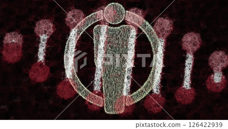 Person icon with circular border and red abstract shapes, digital image Person icon with circular border and red abstract shapes, digital image 126422939