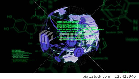 Global network connections image over chemical formulas and data processing 126422940