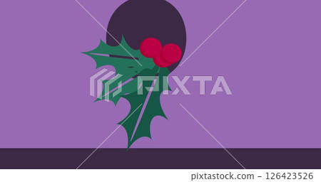Image of christmas holly over purple background Image of christmas holly over purple background 126423526