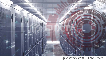 Image of data processing and scope scanning over computer servers 126423574