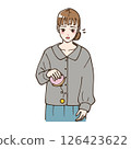 Anime-style illustration of a young woman who is short on money 126423622