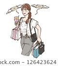 Anime-style illustration of a woman spending money 126423624