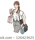 Anime style illustration of a woman enjoying shopping 126423625