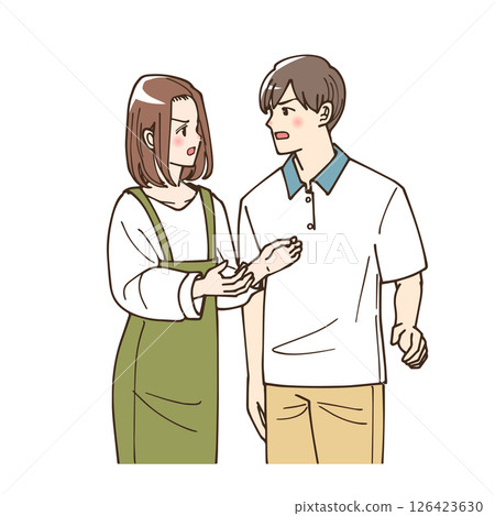 Anime-style illustration of a couple fighting 126423630