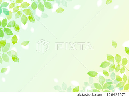 清新的綠葉翩翩起舞的插畫素材 126423671