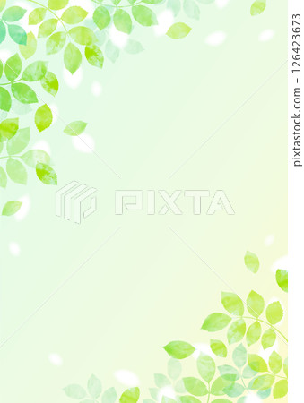 清新的綠葉翩翩起舞的插畫素材 126423673