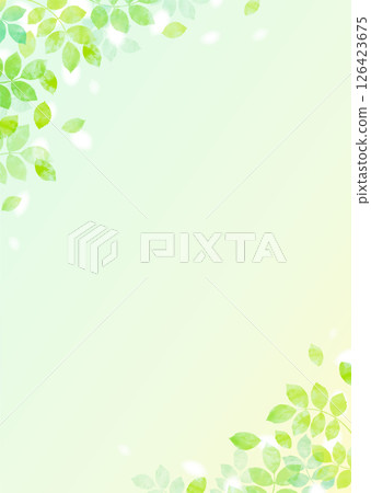 清新的綠葉翩翩起舞的插畫素材 126423675
