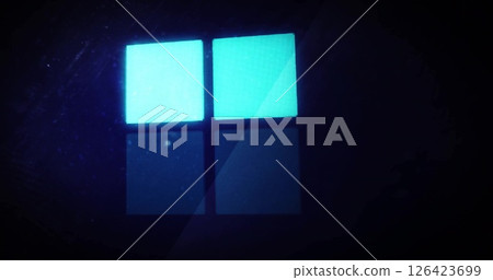 Image of blue squares loading and data processing over dark background 126423699