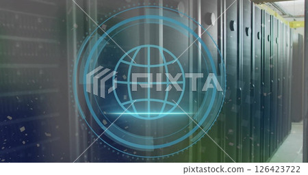 Image of globe and data processing over computer servers Image of globe and data processing over computer servers 126423722
