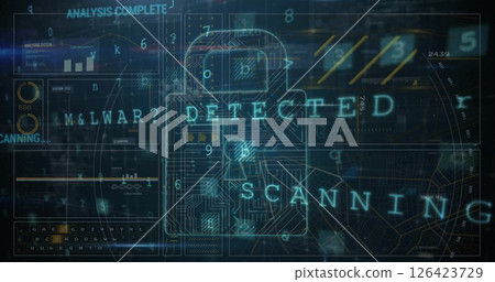 Image of padlock and digital data processing over computer servers Image of padlock and digital data processing over computer servers 126423729