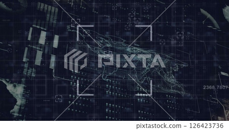 Image of marke and digital data processing over black background Image of marke and digital data processing over black background 126423736