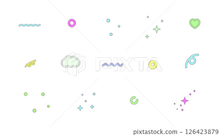 流行可愛的簡單圖標插圖集（透明背景） 126423879