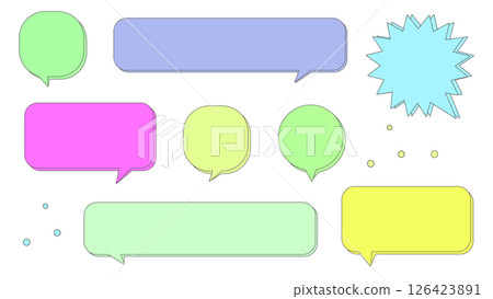 Pop and cute retro speech bubble illustration set (transparent background) 126423891