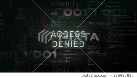 Image of access denied text over processing data and charts on interface Image of access denied text over processing data and charts on interface 126423925