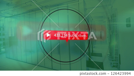 Image of subscribers with growing number over server room 126423994