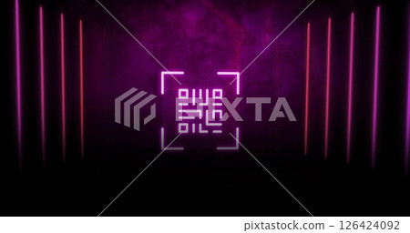 Image of qr code and glowing neon light trails Image of qr code and glowing neon light trails 126424092