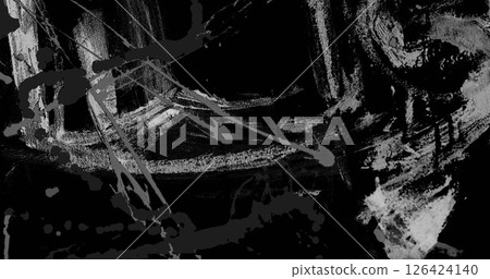 Image of black and gray shapes moving on black background 126424140