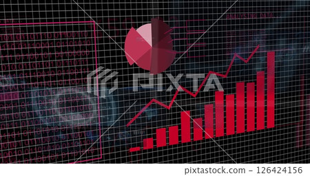 Image of digital data processing on black background Image of digital data processing on black background 126424156