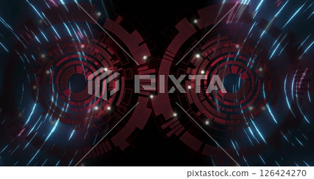 Image of moving light spots over scope scanning Image of moving light spots over scope scanning 126424270