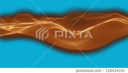 Image of orange shapes moving on blue background 126424281