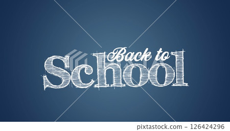 Image of back to school text on blue background 126424296
