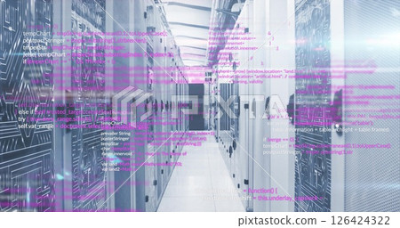 Image of data processing over server room Image of data processing over server room 126424322