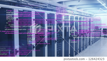 Image of data processing over server room Image of data processing over server room 126424323
