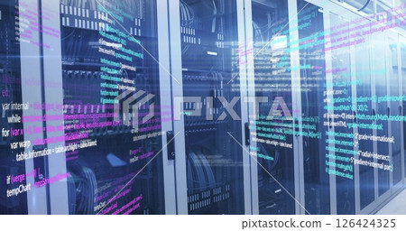 Image of data processing over server room 126424325