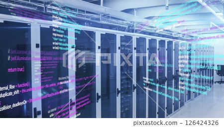 Image of data processing over server room Image of data processing over server room 126424326