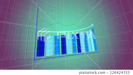 Image of diagrams moving on green background 126424355