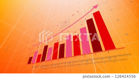 Image of diagrams moving on orange background 126424356