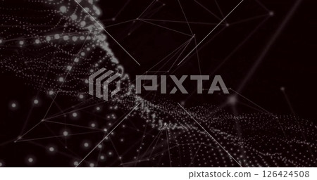 Image of mesh of connections on black background 126424508