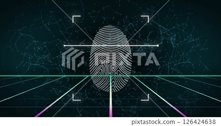 Image of fingerprint scanning over shapes moving 126424638