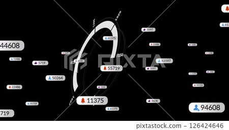 Image of media icons over scope scanning 126424646