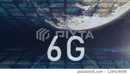 Image of 6g text over globe and squares Image of 6g text over globe and squares 126424696