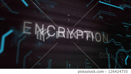 Encryption text over dark digital background with binary coding image 126424735