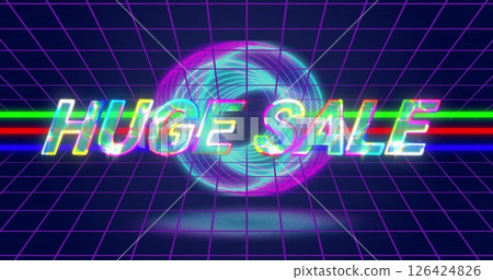 Image of huge sale text over neon shapes 126424826