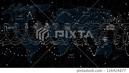 Image of dna strand and world map over data processing 126424877