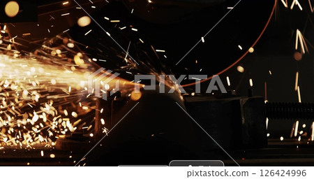 Social media notifications image over sparks and glowing sphere 126424996