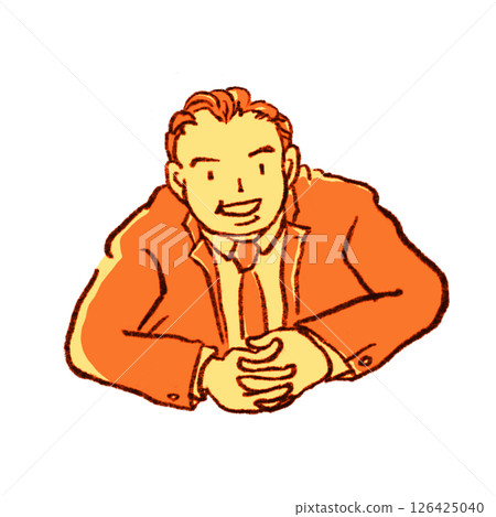 正在聊天的中年商人[鉛筆畫黃色] 126425040