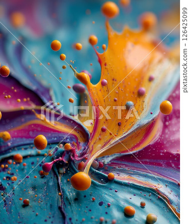 Abstract Paint Splash with Vibrant Colors 126425099