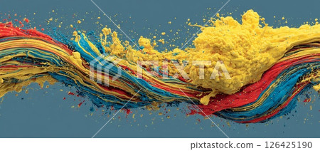 Abstract Colorful Paint Swirl on Gray Background Abstract Colorful Paint Swirl on Gray Background 126425190