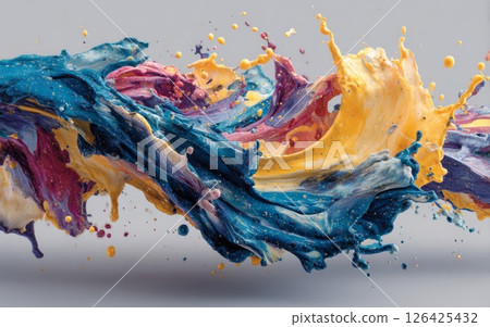 Colorful Paint Splashes Abstract Background 126425432