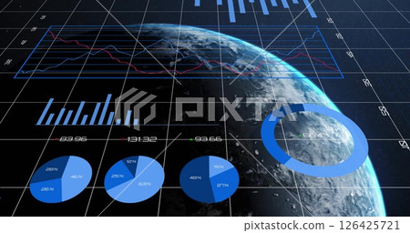 Image of financial data processing over globe Image of financial data processing over globe 126425721